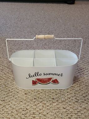 "Hello Summer" Watermelon Metal Storage Caddy